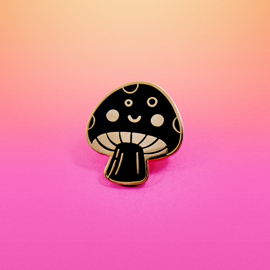 Black Mushroom Enamel Pin