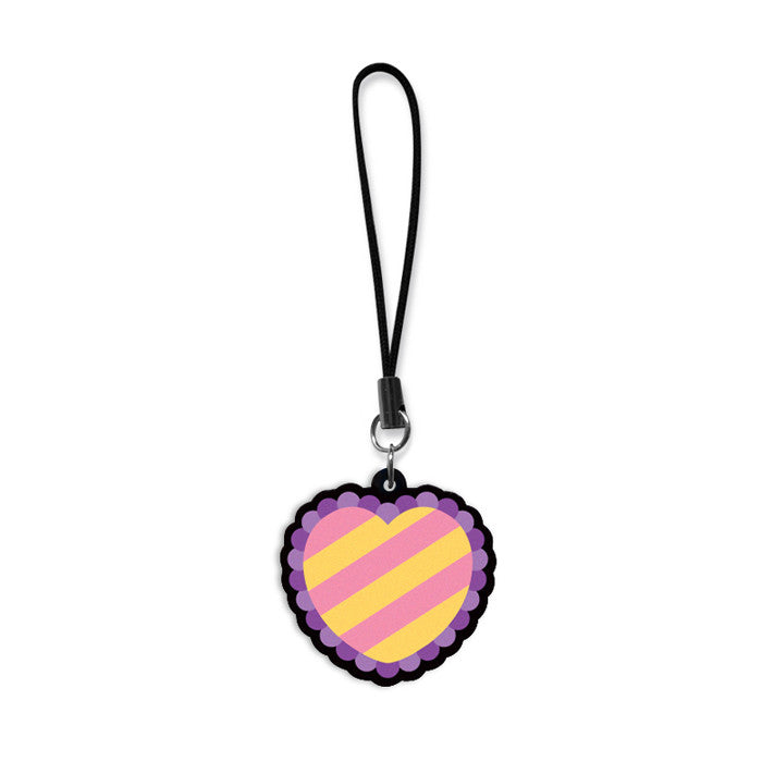 Striped Heart Phone Charm
