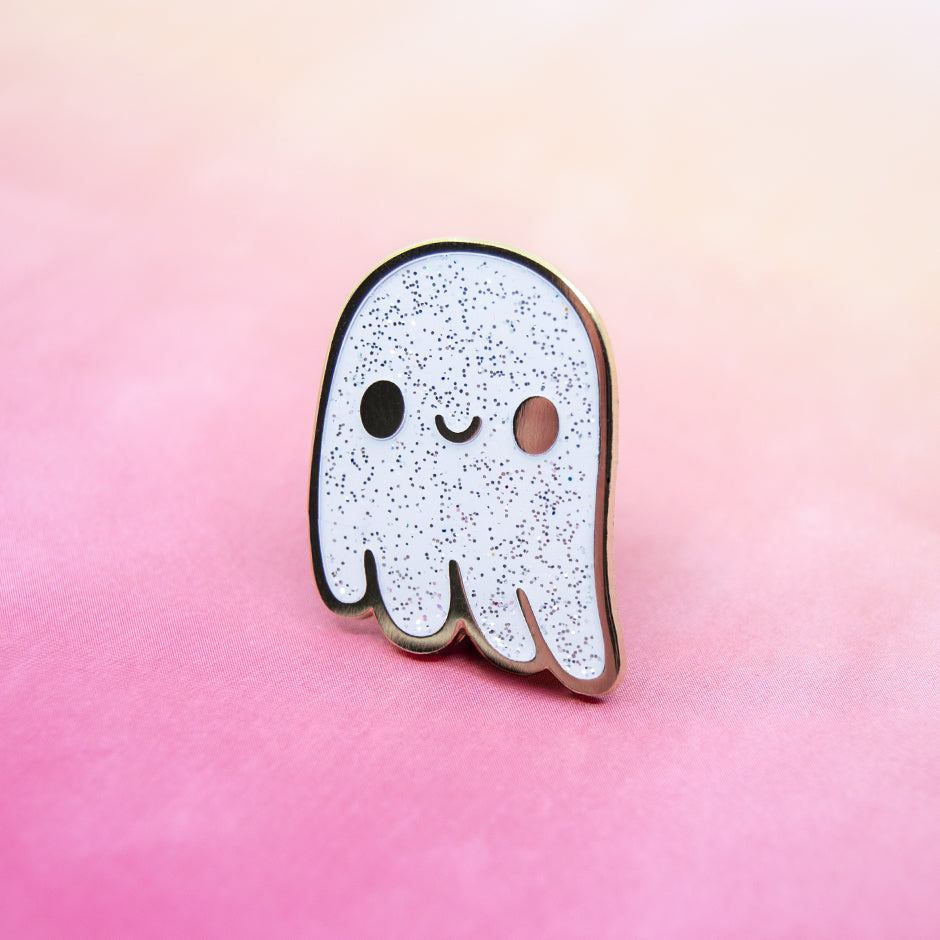 Glitter Ghost Enamel Pin
