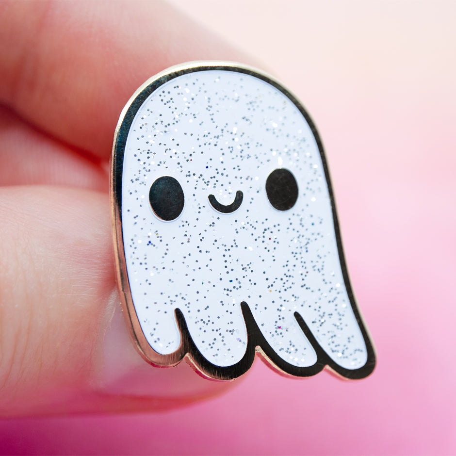 Glitter Ghost Enamel Pin