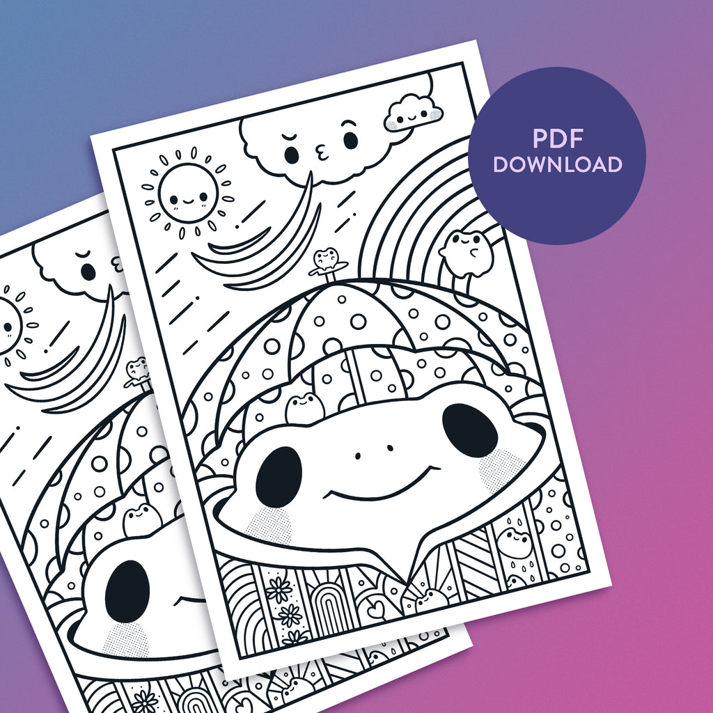 Rainy Day Frog Colouring Sheet Download